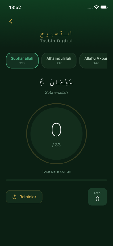 Tasbih digital de Taqwa, contador de dhikr con vibración háptica